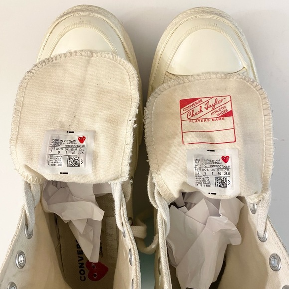 Comme Des Garcons PLAY X Chuck 70 Heart High Top Unisex  Sneaker  M7/WMN9 - Picture 12 of 17